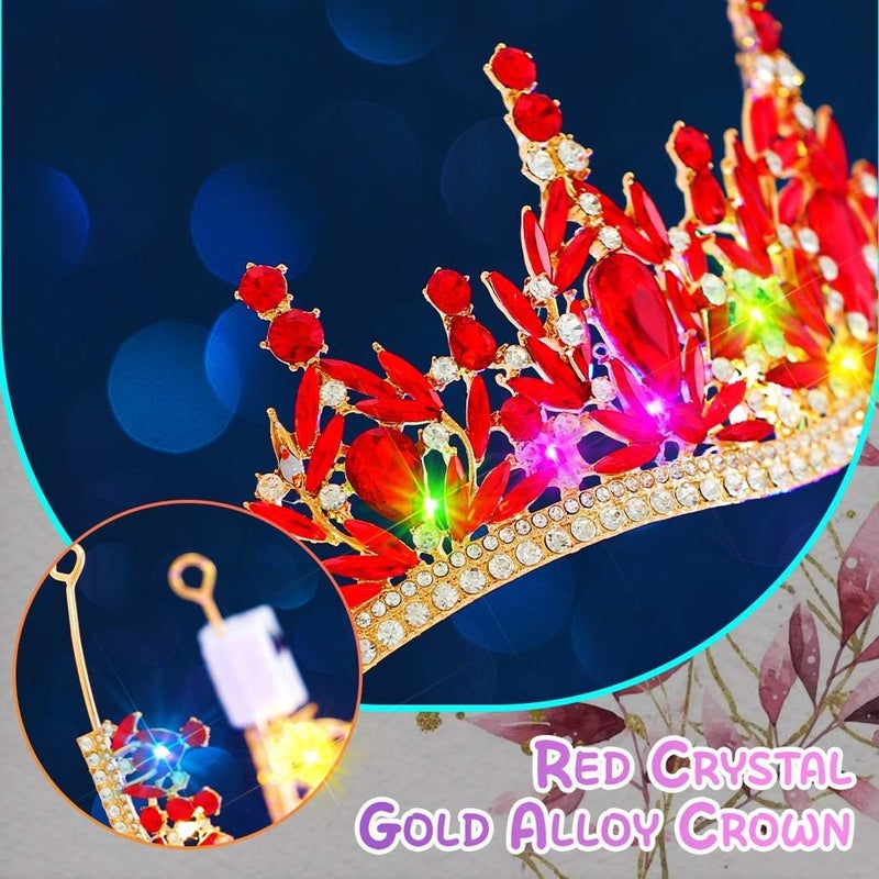 Brishow Light Up Fantasy Rhinestone Gold Crowns,Bridal Wedding Tiaras,Queen Headpiece Jewelry for Women - Image 4